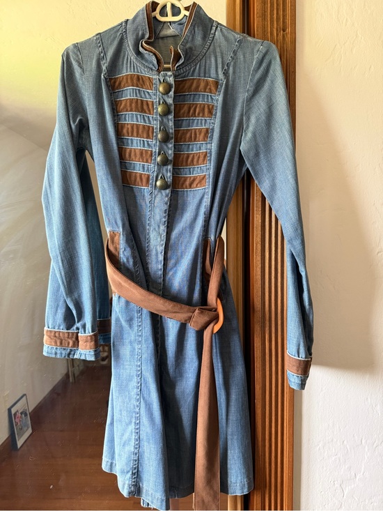 Dresses & Skirts - Denim Button Front Dress with Brown Trim